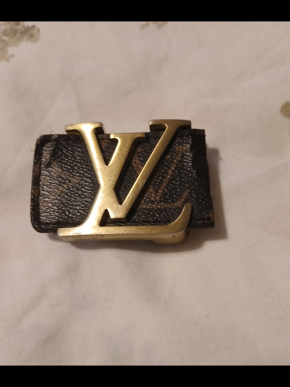 Louis Vuitton Dark Brown Monogram Belt Buckle with Gold LV